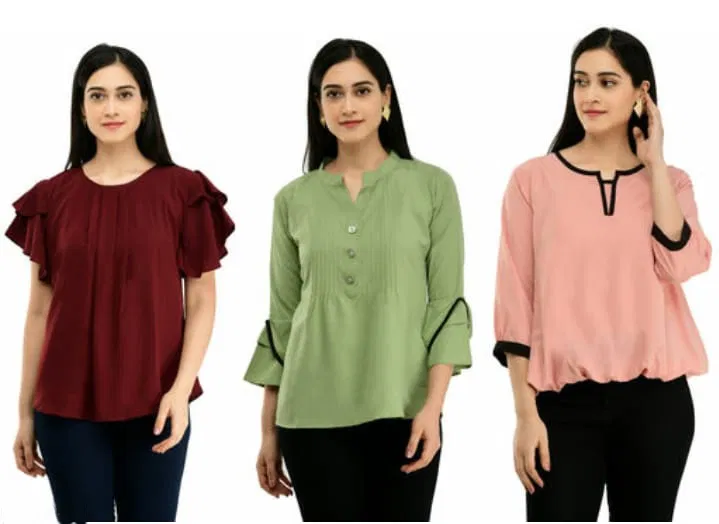Western Top 1 Latest Regular Wear Fancy Western Ladies Crepe Silk Top Collection